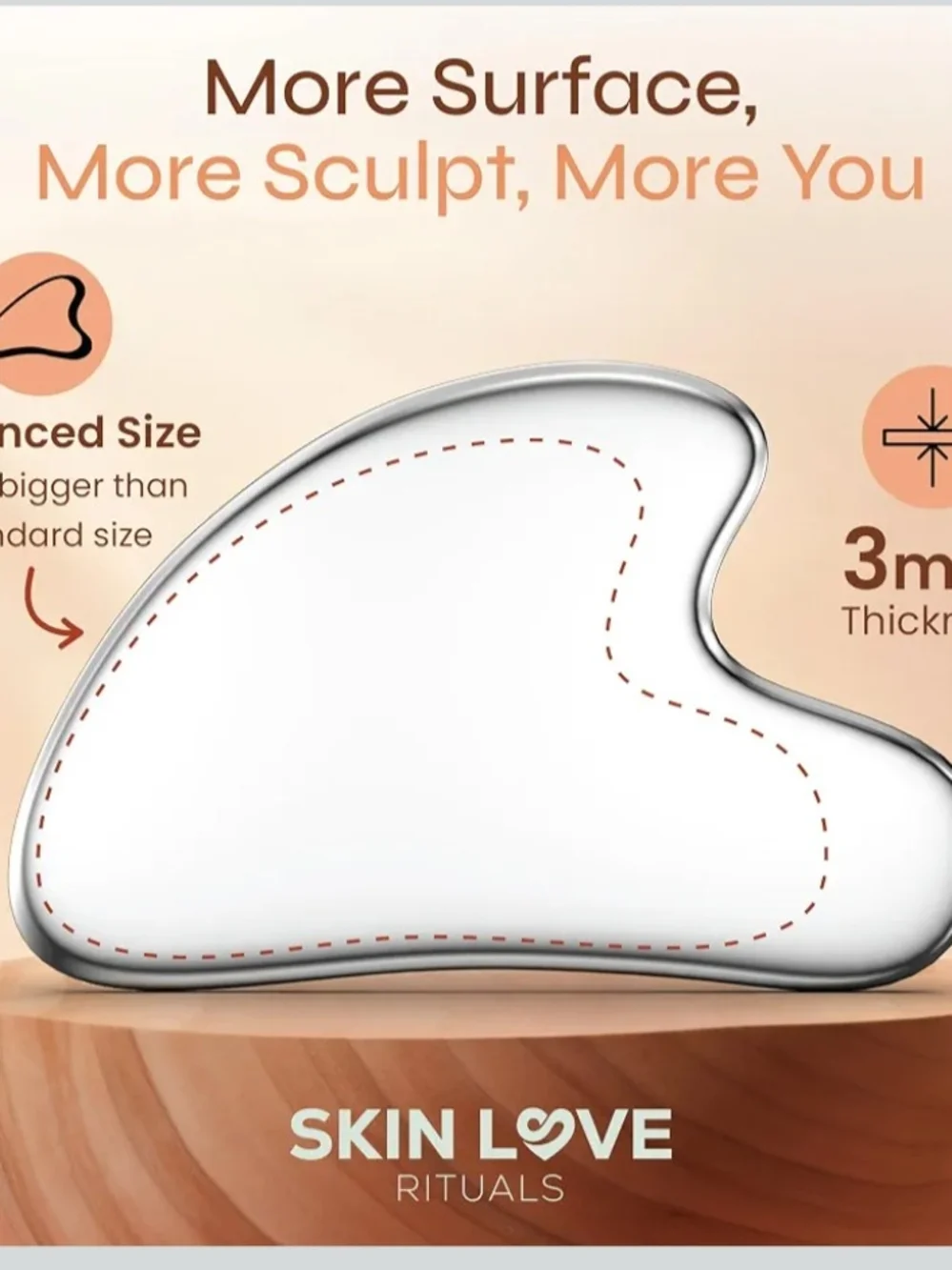 Stainless Steel Gua Sha Facial Tool - Silver